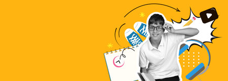 Creative Collage Showcasing a Young Boy Engaging in Learning and Fun Activities