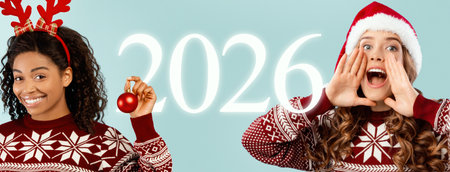 Collage of Festive People Celebrating Christmas and Welcoming the New Year 2026