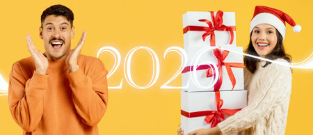 Joyful Celebration With Gifts and Smiles in Festive Atmosphere for the New Year 2026