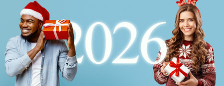 Festive Collage of People Celebrating the Holiday Season in 2026の写真素材