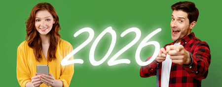 Confident Young Woman Smiling With Arms Crossed in Front of a Vibrant Purple Backdropの写真素材