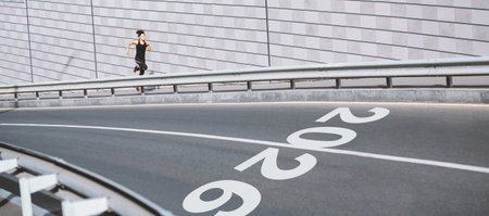 Runner Navigating Urban Path With Trees in Background During Daylightの写真素材
