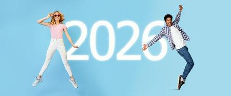 Confident Young Woman Smiling With Arms Crossed Against a Vibrant Purple Backdropの写真素材