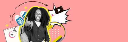 Creative Collage Showcasing a Young Person Expressing Excitement With Vibrant Colors
