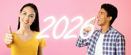 Confident Millennial Girl Smiling and Posing With Folded Arms Over Vibrant Purple Backgroundの写真素材