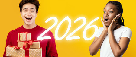 Confident Young Asian Woman Posing With Folded Arms Over Purple Backgroundの写真素材