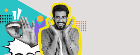 Collage Showcasing Expressive Mood and Vibrant Colors in a Creative Collectionの写真素材