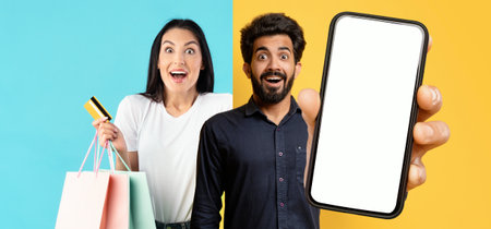 Excitement of Shopping Experience With Friends at Colorful Retail Location