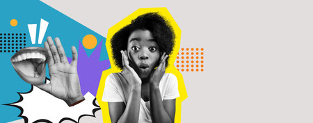 Creative Collage Showcasing Expressive Emotions With Contrasting Visuals and Textures
