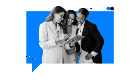 Three Business Professionals Are Engaged in a Brainstorming Sessionの写真素材