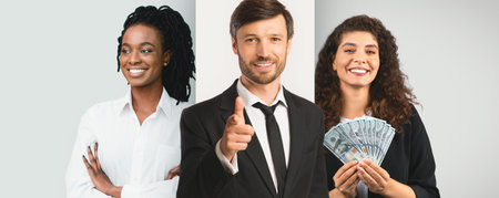 Collage of Business Professionals Showcasing Teamwork and Success in Career Advancement