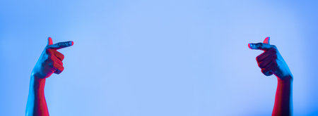 Creative Display of Hands Showing Expressive Gestures With Vibrant Colorsの写真素材