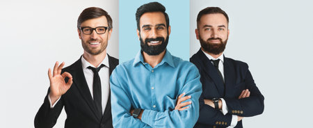 Collage of Three People in Professional Attire Showcasing Diverse Business Stylesの写真素材