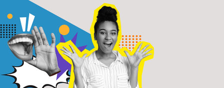 Vibrant Collage Showcasing Joyful Expressions and Energetic Gestures in Playful Designs