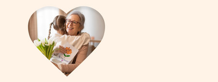Heartwarming Hug Between a Grandmother and Granddaughter on a Special Occasionの写真素材