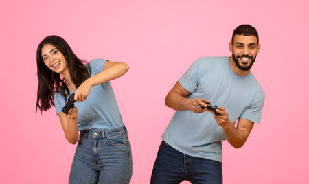 Playing Video Games Together in a Bright Pink Room