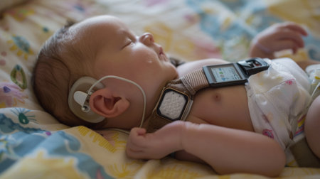 Baby Laying on Bed With Pacifierの素材