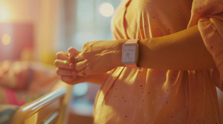 Woman in Yellow Dress Holding Hands Togetherの素材