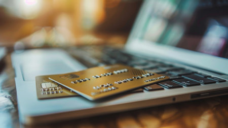 Credit Card on Laptop Keyboardの素材