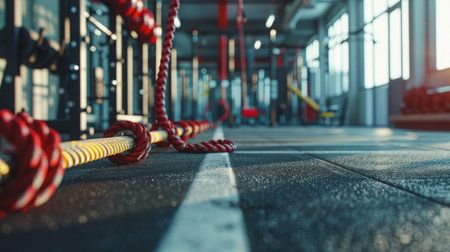 Gym With Ropes and Ropes on the Floorの素材