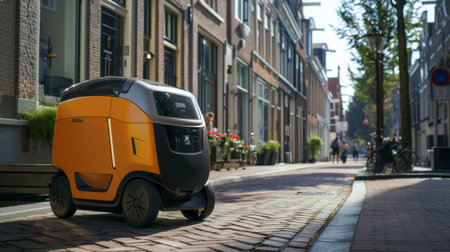 Electric Vehicle Parked on Streetの素材