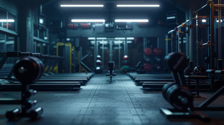 Busy Gym With Machines and Dumbbellsの素材