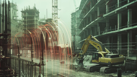 Bulldozer at Work on Construction Siteの素材