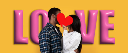 Couple Shares a Moment in a Fun Collage With a Vibrant Love Theme