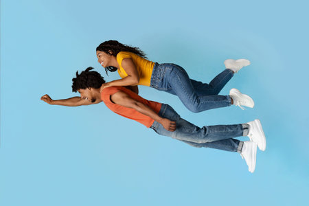 Beautiful black woman spending time with her partnerの写真素材