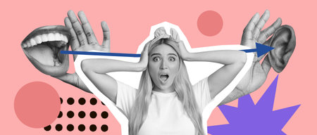 Collage Showing Expressions of Surprise With Hands, Mouth, and Ears Arranged Creatively