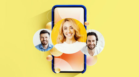 Collage of People Using a Smartphone for Communication in a Bright Setting