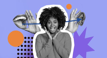 A Collage Shows a Woman With Bright Expressions