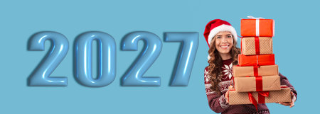 Celebration of 2027 With Gift Boxes and Festive Spirit During a Holiday Event