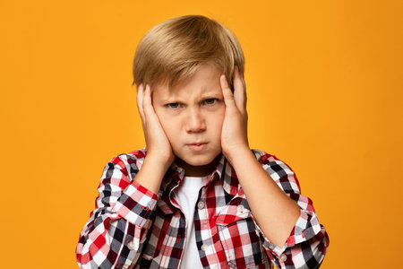 Overwork, problems and difficulties in learning, negative, bad emotions of child concept