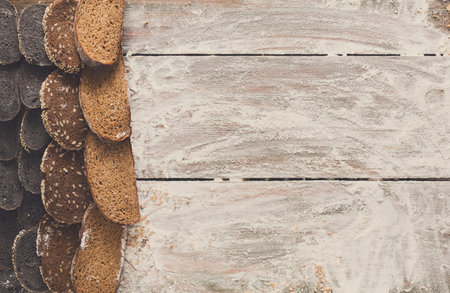 Bakery concept. Plenty of sliced bread background