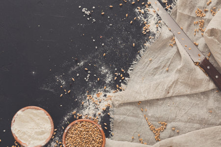 Baking background with copy space on black background