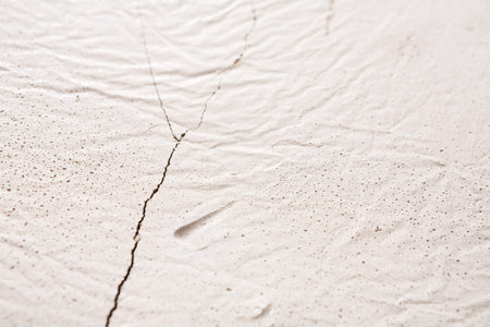 Surface Displaying Cracks and Texture in a White Material During Daylightの写真素材
