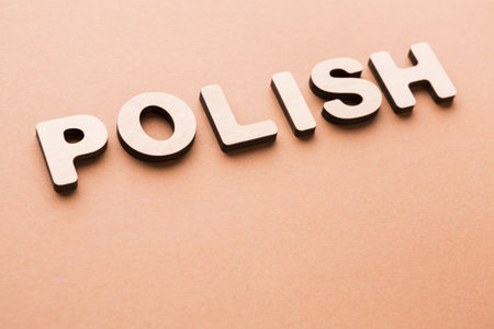 Craft Materials Showing Letters Spelling Polish on a Flat Surface During a Creative Session
