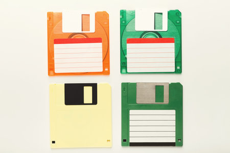 Collection of Colorful Floppy Disks Arranged in a Collage Format for Display or Study
