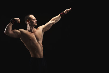 Strong Man Posing in a Collage Showcasing Fitness and Strength Sportsの写真素材