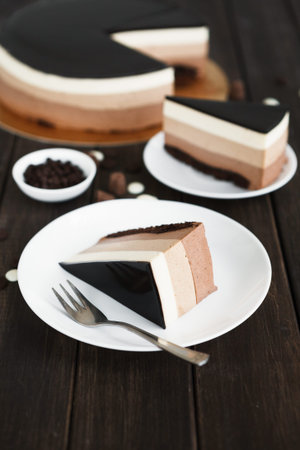 Delicious Dessert Layers in a Beautiful Collection on a Wooden Table