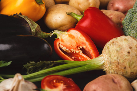 Fresh Vegetables Gathered in a Vibrant Collage of Colors and Shapes From the Garden