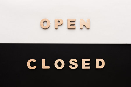 Sign Indicating Open and Closed Status Displayed on a Contrasting Background