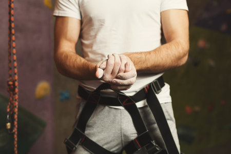 Collage of a Person Preparing to Climb at an Indoor Rock Climbing Gym