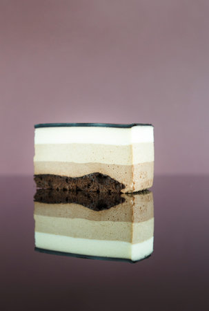 Collection of Dessert Layers in a Set With Chocolate and Cream