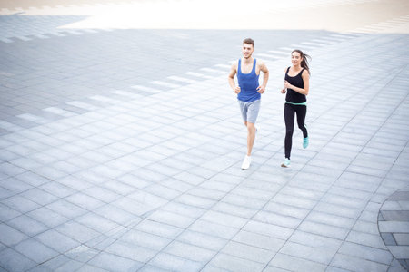 Collage of Runners on a City Street During a Sunny Day in a Modern Urban Area