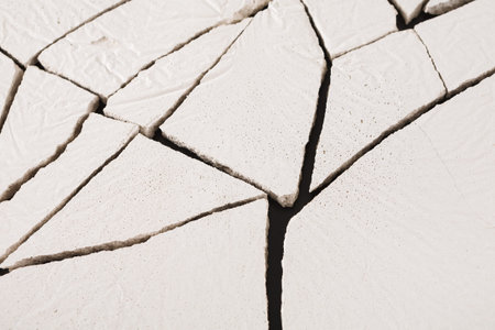 Cracked Surface Showing Lines and Textures in Dry Material in a Sunny Setting During Daytime