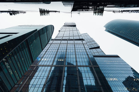 High-rise Buildings Reflect in Glass Structures Creating a Unique Visual Collage in a City