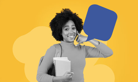A Young Woman Stands in Front of a Bright Yellow Background