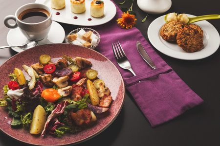 Collage of Different Dishes Served on a Table During a Casual Dining Experience
